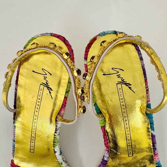 Giuseppe Zanotti Jeweled Crystal Floral Sandal Kitten Heel Slip-On 38.5 / US 8.5 - Picture 8 of 13